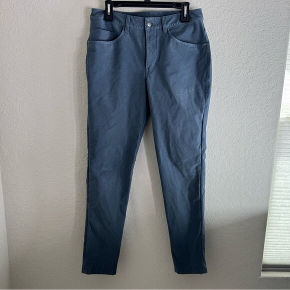 Lululemon ABC Slim-Fit Pants Men 31x 31 Iron Blue Utilitech Stretch Comfort - Picture 2 of 9